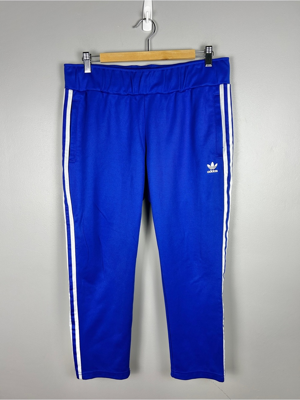 ADIDAS Track Pant Cobalt Blue Women's Large Straight Leg Sporty Streetwear 90s